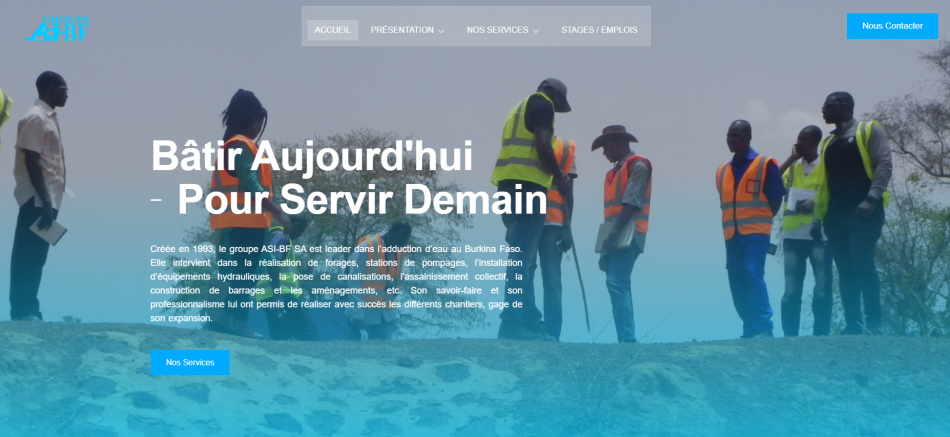 J’ai modernisé le site web du groupe ASI-BF pour mieux refléter son expertise dans les infrastructures hydrauliques.