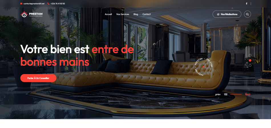 J’ai conçu une vitrine digitale pour aider PRESTAM à mieux présenter ses services immobiliers.